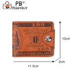 Men PU Leather Vintage Solid Bifold Mini Wallet Portable Zipper Money Bag