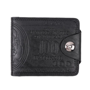 Men PU Leather Vintage Solid Bifold Mini Wallet Portable Zipper Money Bag
