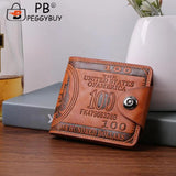 Men PU Leather Vintage Solid Bifold Mini Wallet Portable Zipper Money Bag