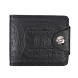 Men PU Leather Vintage Solid Bifold Mini Wallet Portable Zipper Money Bag