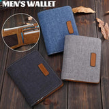 Men's Short Wallet Cowboy Canvas Business Male Thin Small Money