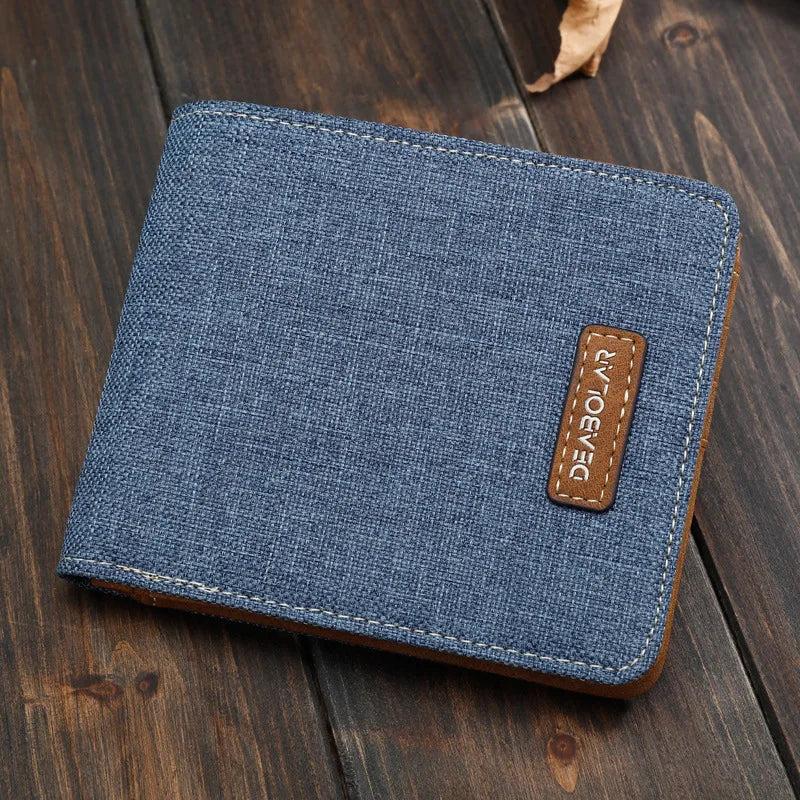 Men's Short Wallet Cowboy Canvas Business Male Thin Small Money