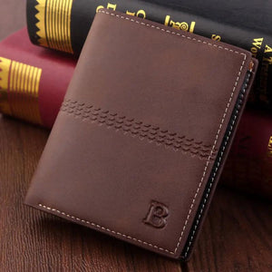 Men's Vintage Brown Slim Wallet Short Dollar Bifold