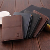 Men's Vintage Brown Slim Wallet Short Dollar Bifold