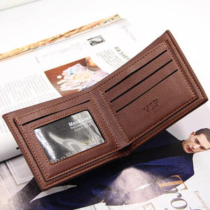 Men's Short Wallet PU Leather Multi-card Slot Bill Fold Slim