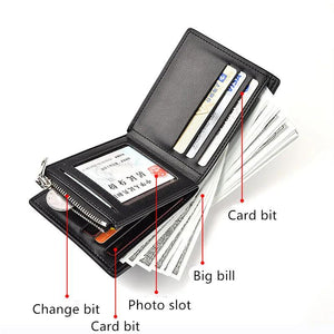 Men's Zipper Wallet, Personalized Business Multifunction Wallet