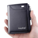 Short Casual Wallet Men PU Leather Small Zipper Coins Bag