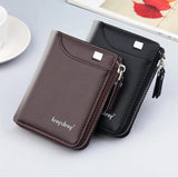 Short Casual Wallet Men PU Leather Small Zipper Coins Bag
