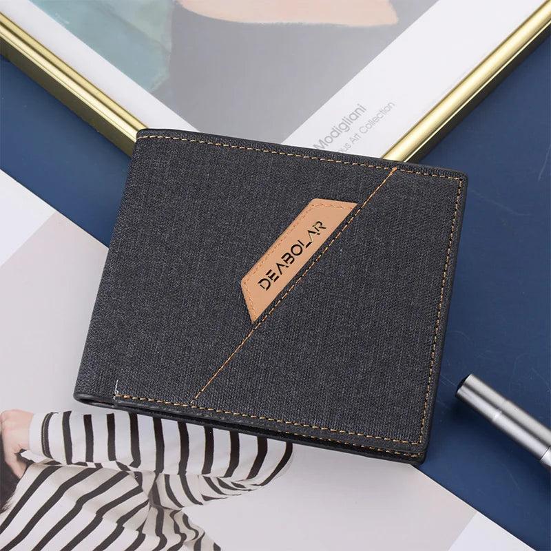 Men's Canvas Pattern Youth Wallet Thin Anti-theft Casual Wallet