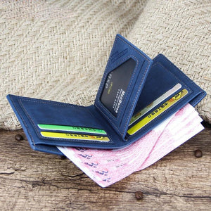 Men's Leather Trifold Wallet Vintage Retro Style Business Purse