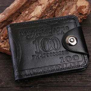 Men's Retro Magnetic Buckle Wallet Dollar Pattern Business Style