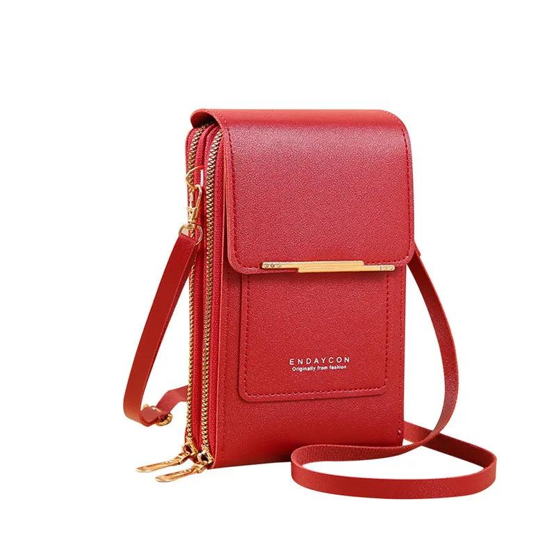 Soft Leather Touch Screen Crossbody Handbag