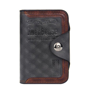 Men Wallet Leather Clutch Bag Magnetic Snap Compartment Purse