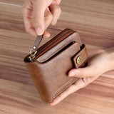 Vintage Men's Short PU Leather Wallet Zipper Clutch