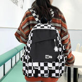 Harajuku Style Backpack Large Capacity Plaid Checkerboard Student