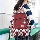 Harajuku Style Backpack Large Capacity Plaid Checkerboard Student