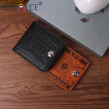 Vintage Men's Bifold Mini Wallet PU Leather Zip Money Bag