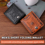 Vintage Men's Bifold Mini Wallet PU Leather Zip Money Bag