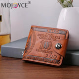 Vintage Men's Bifold Mini Wallet PU Leather Zip Money Bag