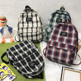 Plaid Canvas Women's Backpack Student Girl School Bags