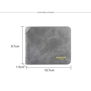 Men's Short Leather Wallet Retro Two Fold Thin Wallet