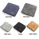 Men's Short Leather Wallet Retro Two Fold Thin Wallet