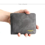 Men's Short Leather Wallet Retro Two Fold Thin Wallet