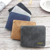 Men's Short Leather Wallet Retro Two Fold Thin Wallet