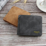 Men's Short Leather Wallet Retro Two Fold Thin Wallet