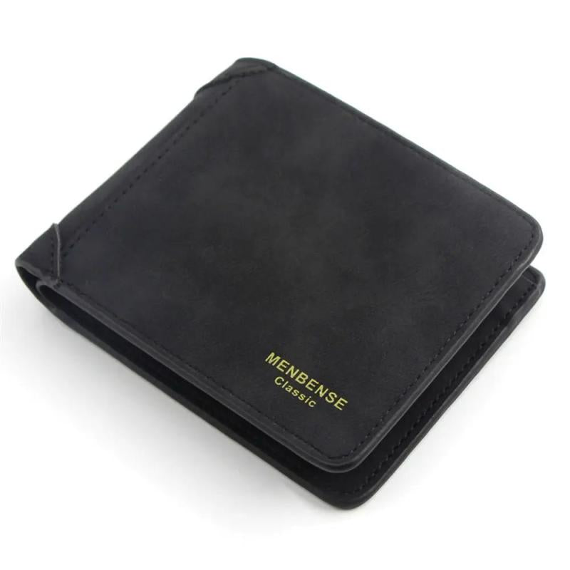 Men's Short Leather Wallet Retro Two Fold Thin Wallet
