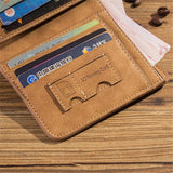 Men's Frosted Leather Wallet Retro Three Fold Vertical Wallet