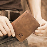 Men's Frosted Leather Wallet Retro Three Fold Vertical Wallet