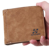 Men's Frosted Leather Wallet Retro Three Fold Vertical Wallet
