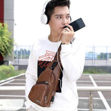 Men's Canvas Shoulder Bag Sling Chest Pack Sports Crossbody Handbag
