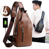 Men's USB Charging Shoulder Bag Anti Theft Chest Waist Pack Messenger Bag