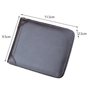 Men's Short Zip Money Clip Leather Wallet for Daily Use