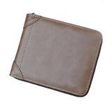 Men's Short Zip Money Clip Leather Wallet for Daily Use