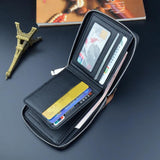 Men's Short Zip Money Clip Leather Wallet for Daily Use