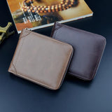 Men's Short Zip Money Clip Leather Wallet for Daily Use
