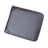 Men's Short Zip Money Clip Leather Wallet for Daily Use