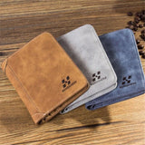 Men's Short Leather Wallet Retro Three Fold Multi-card Wallet