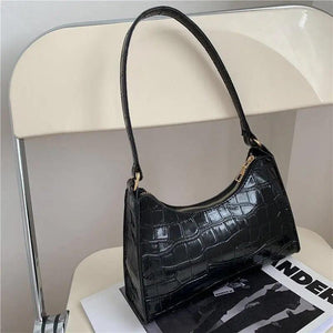 Crocodile Pattern Shoulder Messenger Bag Retro Style Casual Underarm Shoulder Ba