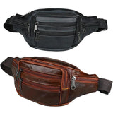 Men's Vintage Leather Waist Bag Zip Pocket Pack Casual Functional Money Phone Ci
