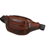 Men's Vintage Leather Waist Bag Zip Pocket Pack Casual Functional Money Phone Ci