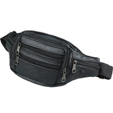 Men's Vintage Leather Waist Bag Zip Pocket Pack Casual Functional Money Phone Ci