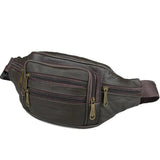 Men's Vintage Leather Waist Bag Zip Pocket Pack Casual Functional Money Phone Ci