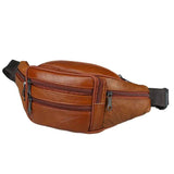 Men's Vintage Leather Waist Bag Zip Pocket Pack Casual Functional Money Phone Ci