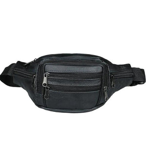 Men's Vintage Leather Waist Bag Zip Pocket Pack Casual Functional Money Phone Ci