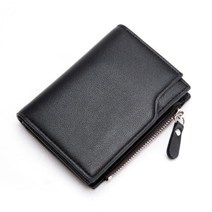 Anti-theft Leather Wallet For Traveling Ultra-thin Zipper Pocket Men Bag