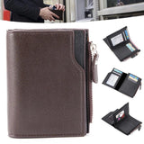 Anti-theft Leather Wallet For Traveling Ultra-thin Zipper Pocket Men Bag